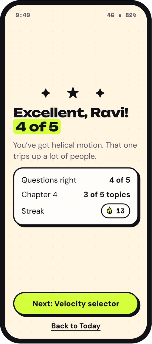Topic finished: 4 of 5 right